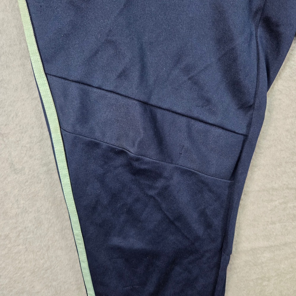 Adidas Track Pants Men Large Navy Blue Light Green Three Stripe Athletic Tapered - Picture 5 of 9